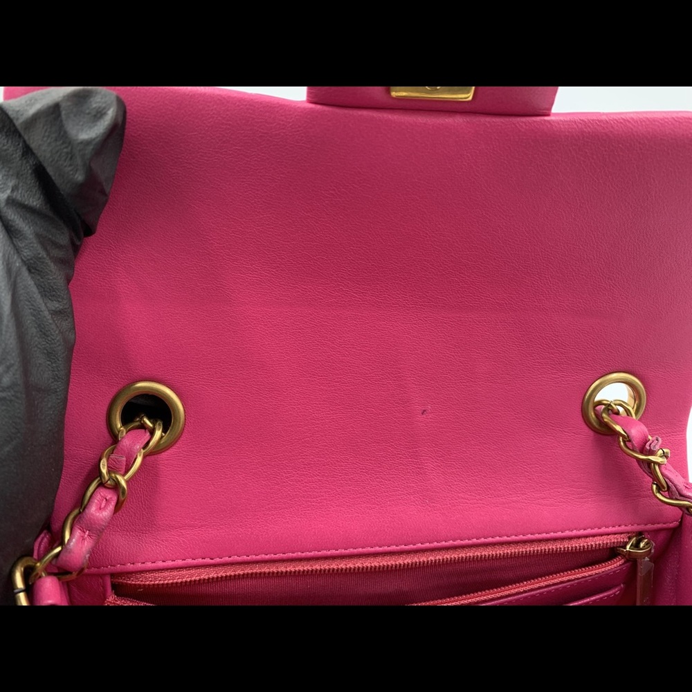 Authentic CHANEL Lambskin Chevron Mini Rectangular Pink with gold hardware - Picture 14 of 17